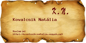 Kovalcsik Natália névjegykártya